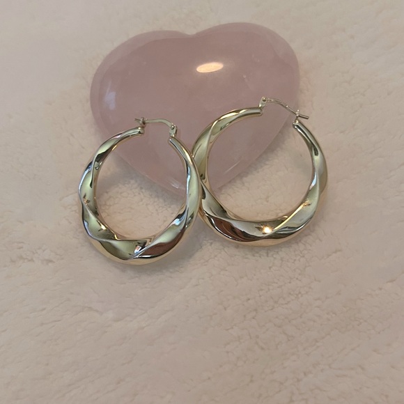 Vintage Mom Jordon .925 Gold Vermeil Hoops - Picture 1 of 8